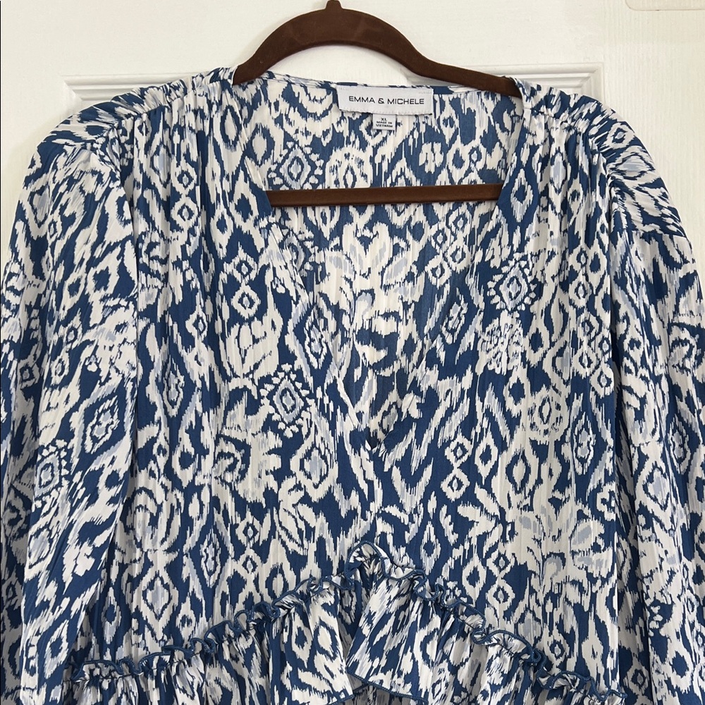 Worn once!! Emma & Michele Blue and White Patterned Dress - Picture 2 of 4